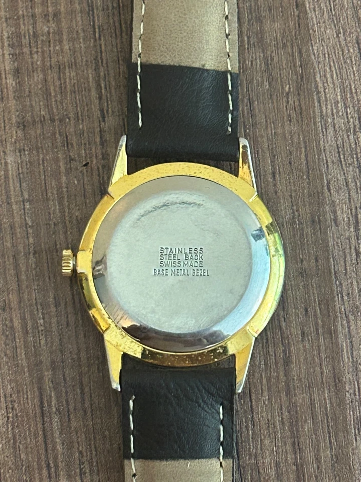 Vintage Sicura Gold Tone Mechanical Watch Lollipop Mirror Hands - Image 2 of 4