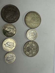 Lot of 7 World Coins - 3 Silver (UK, Malaya, Sweden) + 1890 Canada⁠