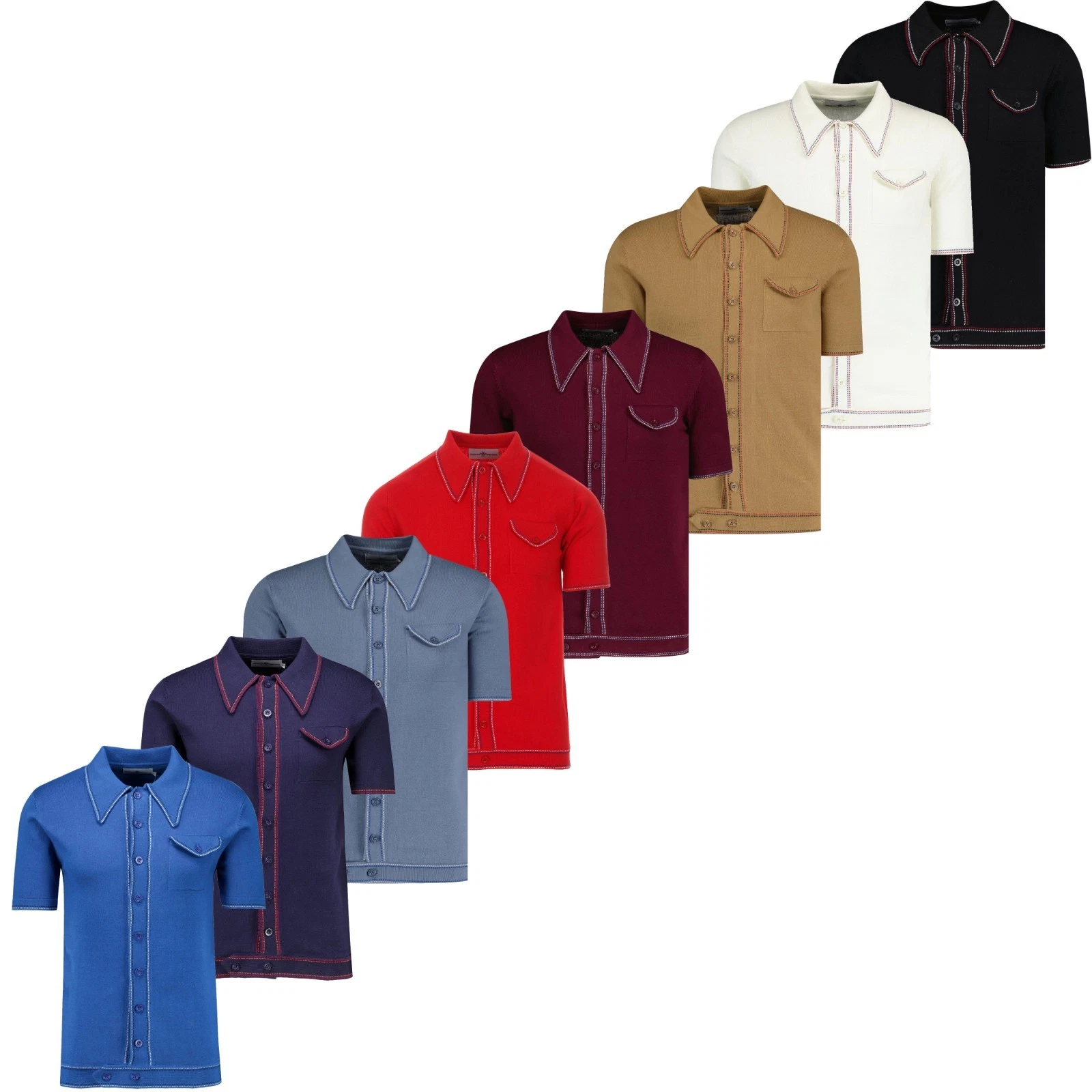 NEW MADCAP MENS CRAWDADDY 50s 60s 70s MOD MICRO DASH S/S POLO CARDIGAN MC166