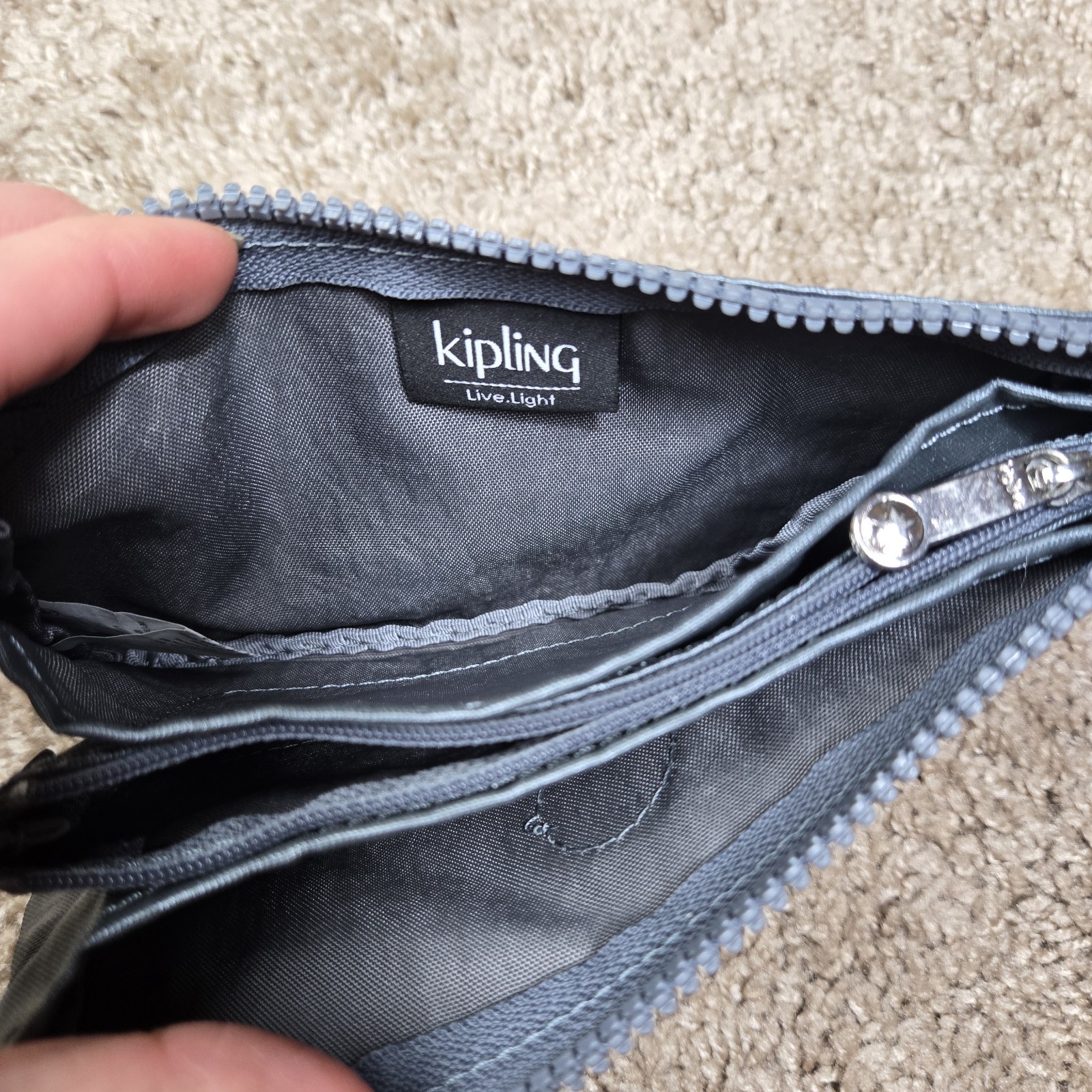 Kipling Creativity Small Metallic Gray Pouch Wall… - image 5