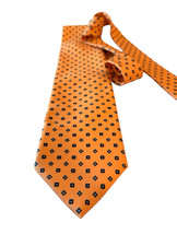 Corbata E. Marinella Napoli 100 % seda naranja con floral estilizada azul marino hecha en Italia