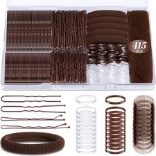 415pcs Bobby Pins Hair Pins Set, 200pcs U Shaped Pins  Elastic Hair Ties for...