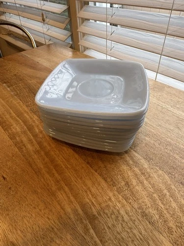 Vintage Fire King Square Blue Hue Milk Glass Azurite Charm 5.5" Saucer Plates