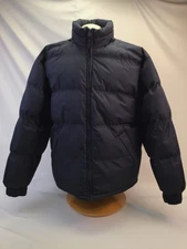 St. Johns Bay Men's Essential Puffer Jacket Coat Size Large Black Excellent Cond