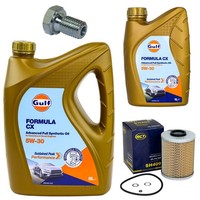 MotoröL Filter Set Gulf Formula CX 5W-30 6 Liter + Schraube FüR BMW 5Er 520I 525