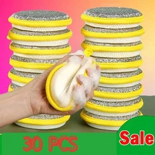 30 PCS Reusable Double Side Sponge Dish Washing Scour Kitchen Cleaning Tools