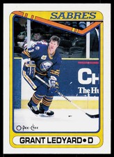 1990-91 O-Pee-Chee Grant Ledyard #406 RC Rookie Buffalo Sabres