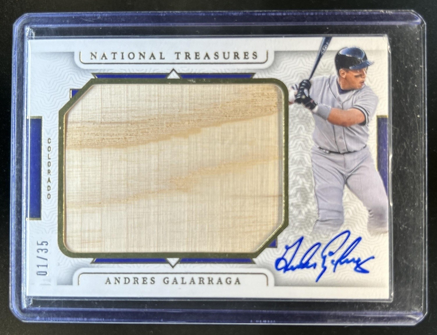 2024 National Treasures Andres Galarraga Legendary Jumbo Lumber Bat Auto #/35 view 1