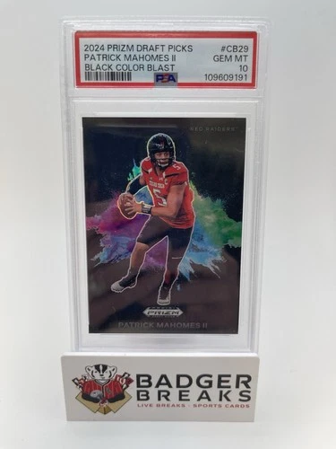 2024 PANINI PRIZM DRAFT PICKS BLACK COLOR BLAST PATRICK MAHOMES II CB29 PSA 10