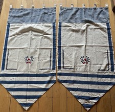 Zwei Gardinen In Landhausstil Bestickt Baumwolle/ Leinen NEUWERTIG!  1,20x0,60 m