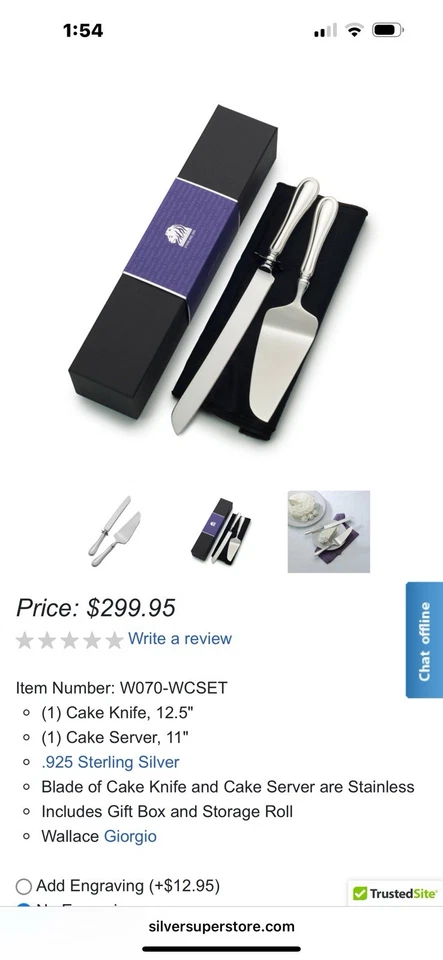 Juego de servir tartas Wallace Sterling 925 con/caja nuevo nunca usado Foto 3 de 4