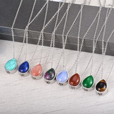 Pet Memorial Urn Necklace for Ashes  Teardrop Stone Cremation Jewelry Gift