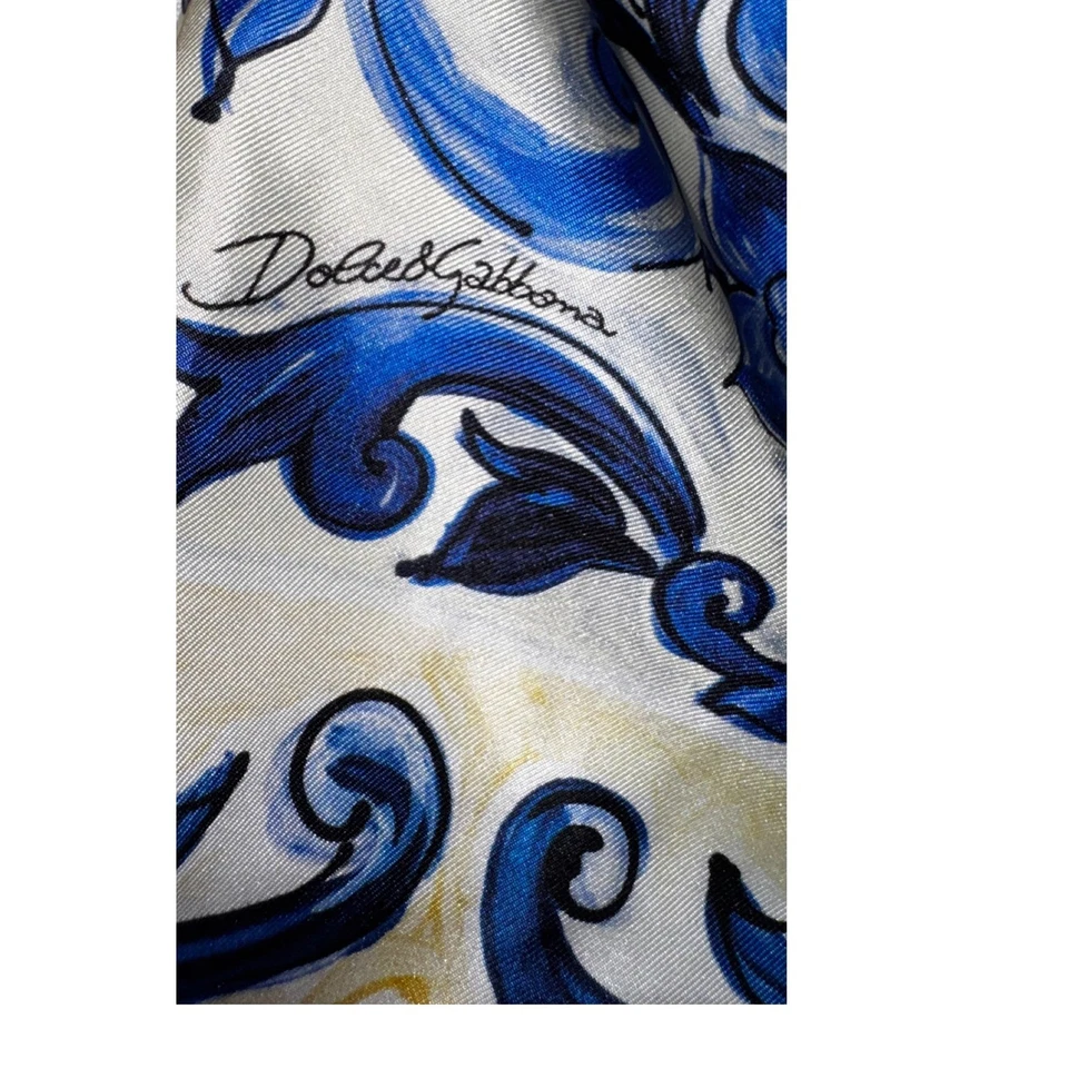 Camiseta Dolce & Gabbana Para Hombre Mezcla Seda Estampado Mayólica Cuello Redondo 3XL Lujo Foto 4 de 4