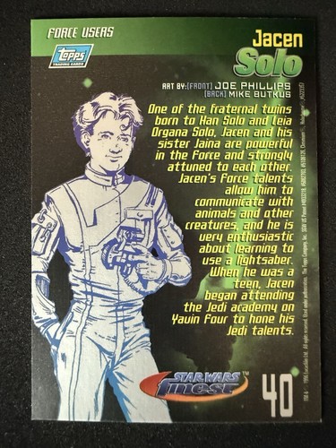 1996 Topps Star Wars: Finest Chromium Series 1 - Jacen Solo - #40 - NM - Picture 2 of 2
