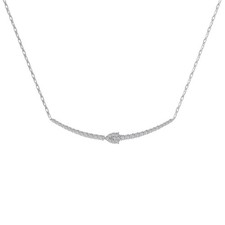 14k White Gold 0.5Ct Lab Grown Diamond Bar Necklace 18" Silver Cable Chain
