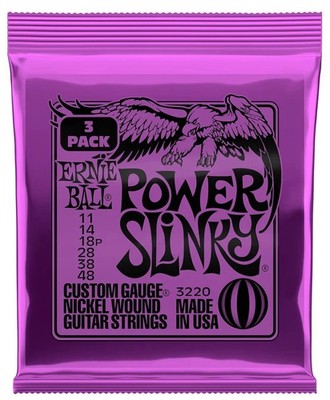 Ernie Ball Power Slinky Nickel Wound Electric Guitar Strings 3-pack, 11-48 Gauge