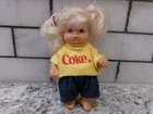 Vintage 1986 Coke Kids Coca Cola Doll, 4" Yellow Shirt, Blue Pants