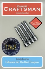USED Bulk 4 Pack Craftsman 1/4" Drive Preowned 3" Extension Bar Set 1/4-in. x 3"