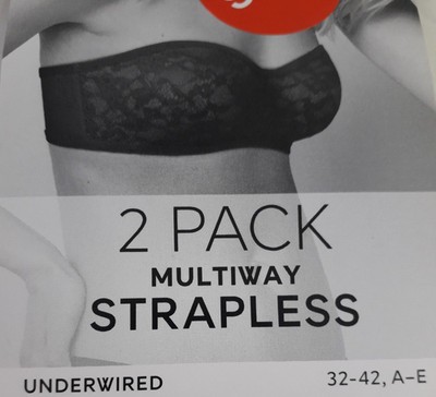 M&S Women's Bras 2Pcs Multiway Strapless Black White Lace Underwired Opaque NEW