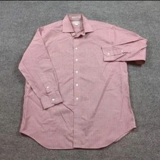 Paul Fredrick Shirt Mens 16.5-32 Check Two Ply Cotton Broad Cloth Button