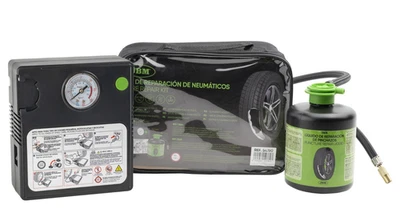 KIT DI RIPARAZIONE PNEUMATICI LIQUIDO SIGILLANTE E COMPRESSORE D'ARIA JBM 54760