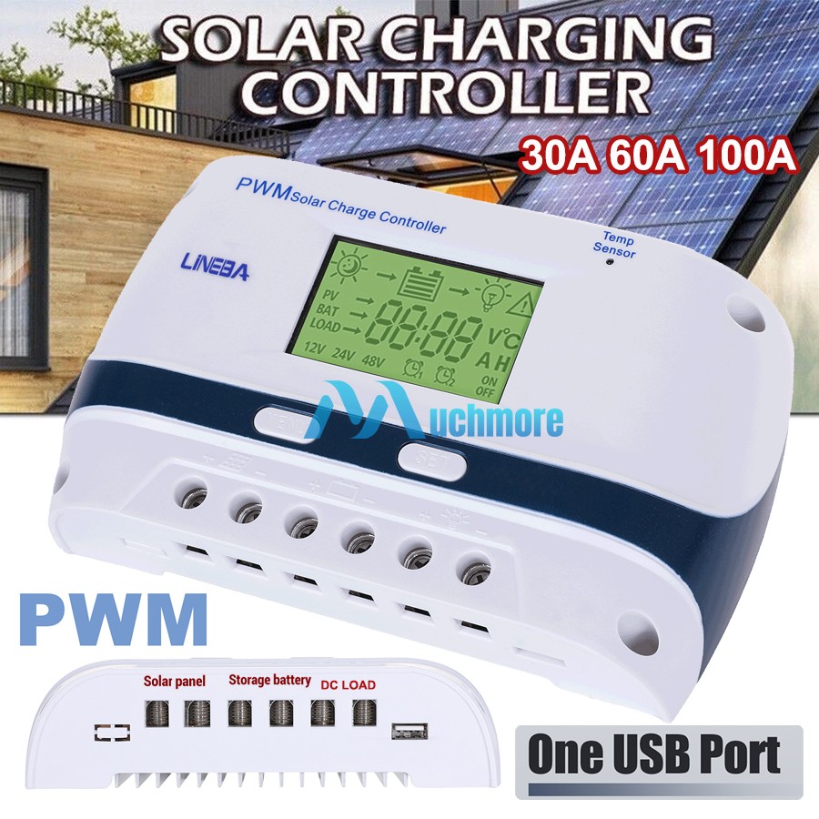 Controlador de carga solar PWM 100A 60A 12V 24V 48V batería USB regulador automático fotovoltaico