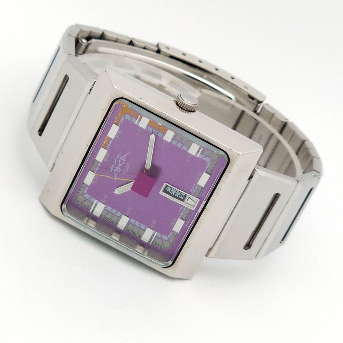 SEIKO ALBA AKA V733-5A40 men Quartz purple Dial Watch Japan Wrist