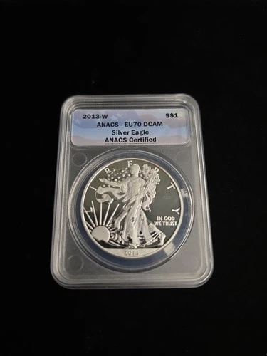 2013-W Enhanced Uncirculated American SILVER EAGLE ANACS EU70 DCAM .999 Fine