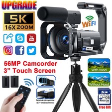 Videokamera 5K UHD Camcorder 56MP WiFi Vlogging f&uuml;r YouTube 16X Zoom Touchsreen