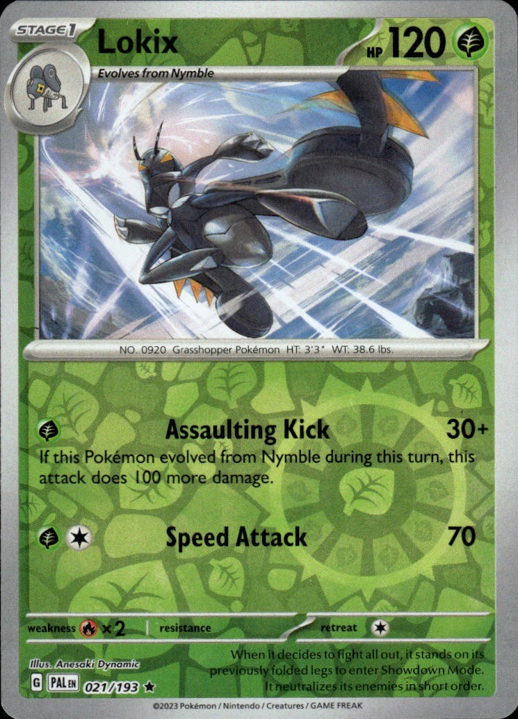 Lokix 021/193 Rare Paldea Evolved Pokemon Reverse Holo Near Mint