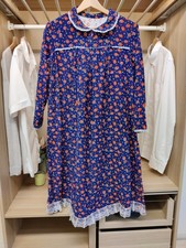 VINTAGE BLUE LARGE DRESS DOLLY SMOCK CORDUORY COLLARED LONG SLEEVE CASUAL WOMENS