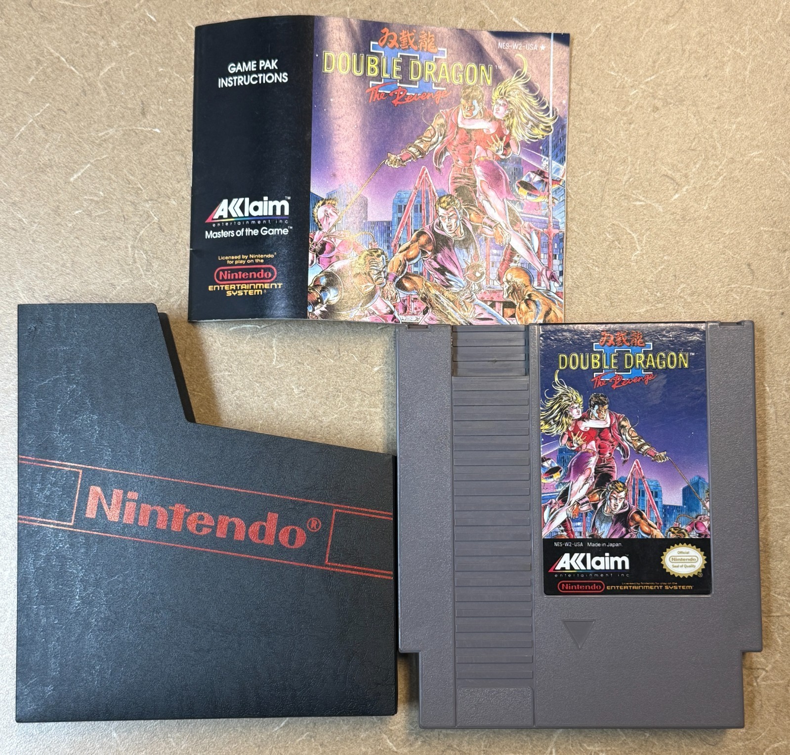 Double Dragon II: The Revenge (Nintendo NES, 1990) Video Game w/ Manual & Sleeve