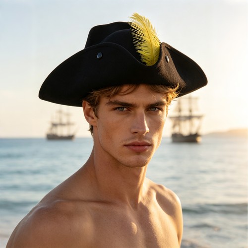 Casquette unisexe adulte tricorne pratique vintage chapeau pirate durable large bord fête - Photo 34/63
