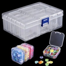 Transparent Plastic Storage Box Jewelry Organizer Portable DIY Desktop Container