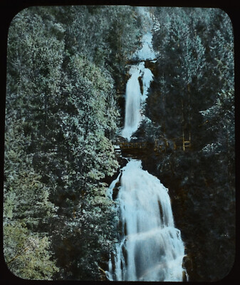 DIE GIESSBACHFÄLLE SCHWEIZ UM 1890 Magische Laternendia WASSERFALL FOTOGRAFIE