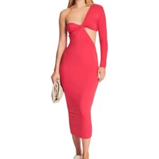 SER.O.YA Ivana One Sleeve Midi Dress Coral Size L