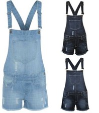 Kids Girls Denim Short Dungaree Monika Jumpsuit Stretch Jeans Playsuit 7-14 Year