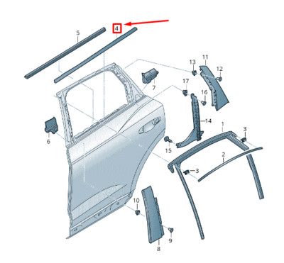 AUDI Q3 F3 REAR RIGHT OUTER WINDOW SLOT SEAL 83F839476AT94 ORIGINAL NO DUTIES