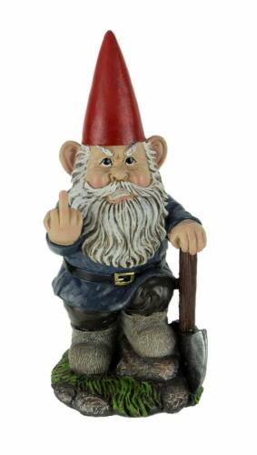 DWK 8.75" You Dig? Grumpy Garden Gnome Digging with Shovel Flipping The Bird - Picture 1 of 3