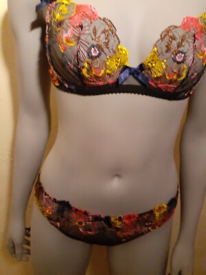 Agent Provocateur Navy Floral Multi Bra 34C/B/E36C/E Zuri Frief