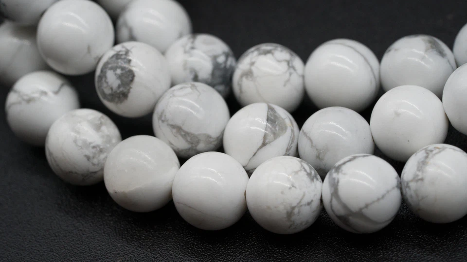 Pulsera de cristal Howlite para hombre protección curativa apilable con cuentas joyería blanca Foto 3 de 4