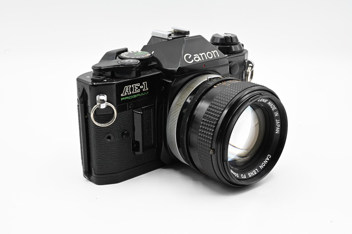 Black Canon AE-1 Program + 50mm f/1.4 SSC Lens Manual Film Camera