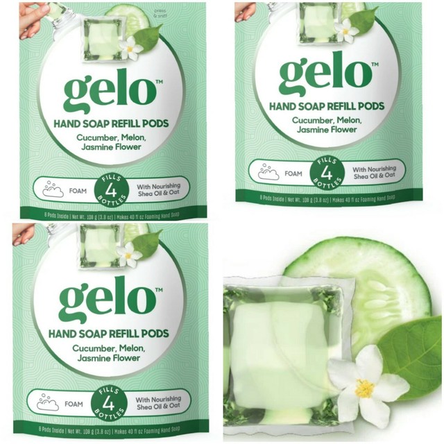 3 Gelo Cucumber Melon and Jasmine Flower Foaming Hand Soap Refill Pods