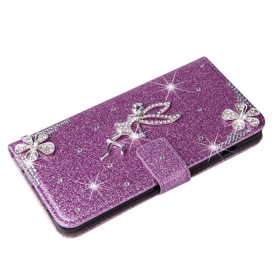 Angel Bling Flip Wallet Phone Case Cover For Samsung S20 FE S9 S21 S22 S23 S24 - Image 3 of 4