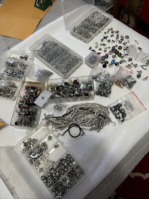 Huge Assortment Snake Chains Sliders Spacers Charms Hundreds 32 Chains 4 Boxes