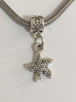 European Starfish Dangle Charm Slider Bead For Necklaces Or Snake ￼Bracelets