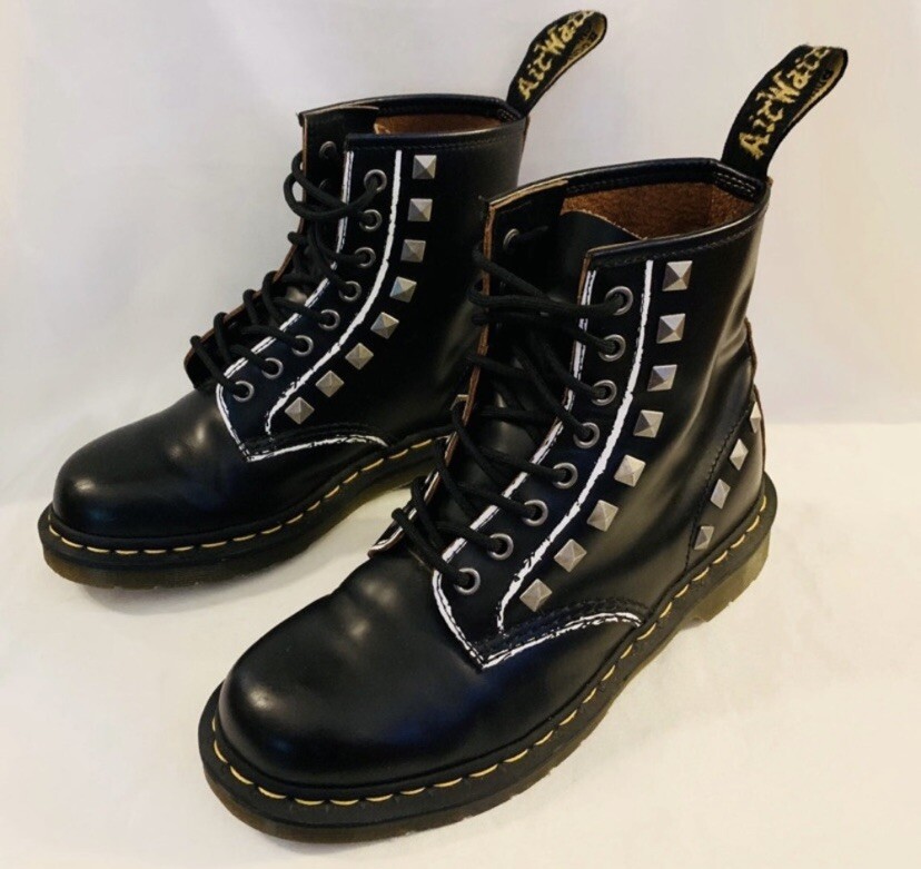 Dr. Martens 1460 Studs ブラックレザー Dr. Martens 1460 Stud Studded Black Smooth Leather Boots