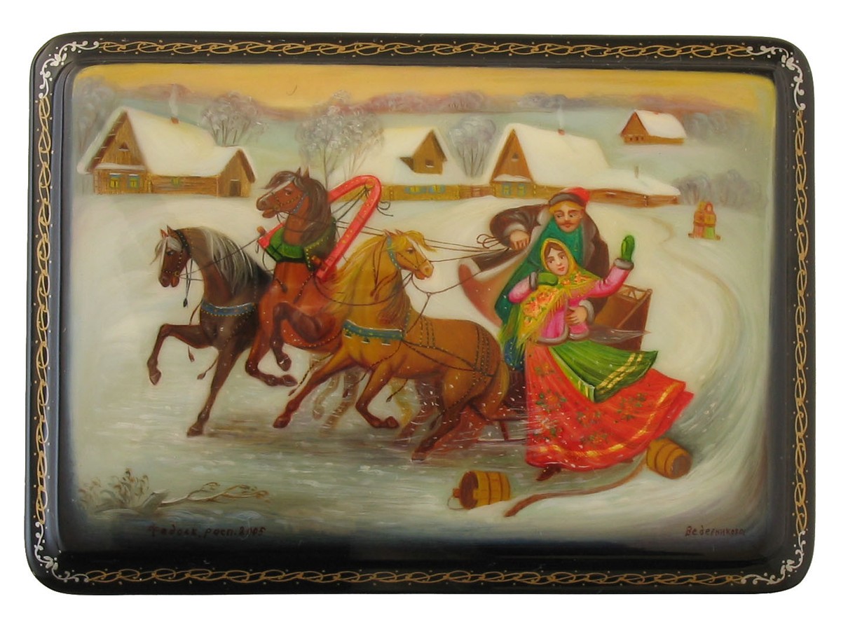 Russian Art Lacquer Miniature Box Fedoskino FF17 | eBay
