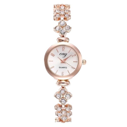Vintage Kim Seng Wristwatch Watch Women Gold Tone Heart Charm