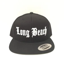 Long Beach Cap Yupoong Classic Snapback Hat Custom Embroidery Adjustable Black